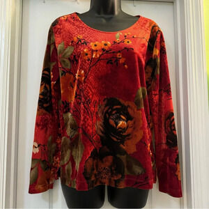 Chico’s Design Long Sleeve Velvet Multicolored Top